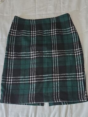 Green Plaid Pencil Skirt - Unbranded